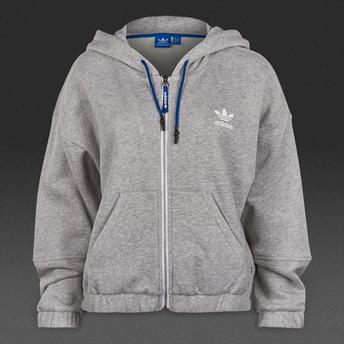 Adidas Originals Train Snap Hoodie Track Top Medium Grey Heather for Women